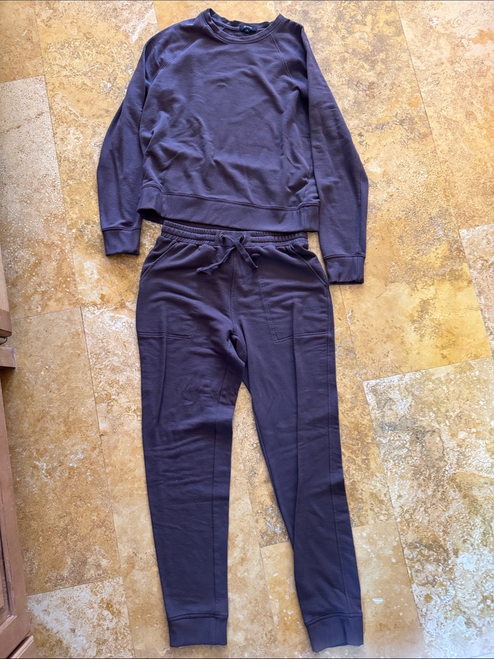 Quince Women’s Cozy Jogger Set - super Soft Plum Sweatshirt & Pants